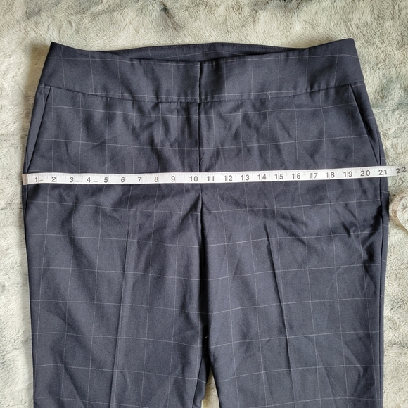 Navy Windowpane Ann Taylor Factory Trouser Pants size Curvy 12 - Picture 9 of 14